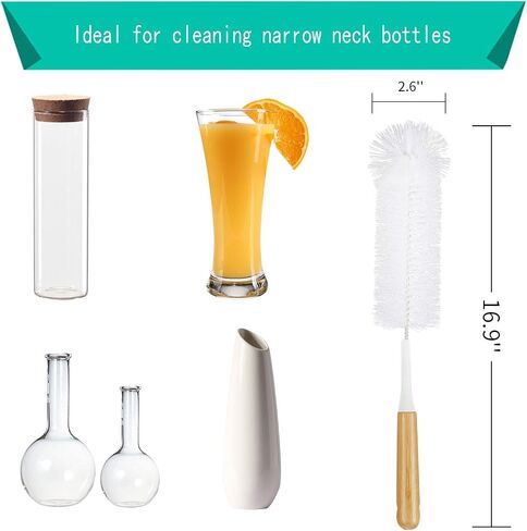 Jekayla 5 Pack Bottle Brush Cleaner, Bottle Brushes for Cleaning Baby Bottle and Straw, Water Bottle Cleaner Brush with Long Handle for Narrow Cup, Hydro Flask, Pipes, Kettle Spout Brushes, White in Saudi Arabia