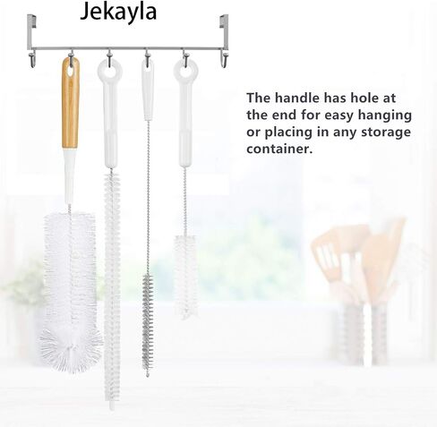 Jekayla 5 Pack Bottle Brush Cleaner, Bottle Brushes for Cleaning Baby Bottle and Straw, Water Bottle Cleaner Brush with Long Handle for Narrow Cup, Hydro Flask, Pipes, Kettle Spout Brushes, White in Saudi Arabia