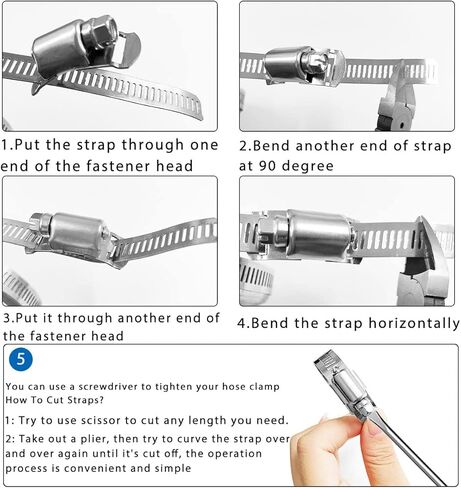مشبك خرطوم، مجموعة مشابك خرطوم، حزام معدني من الستانلس ستيل 304 بطول 8.2 قدم مع فتحات + 6 مثبتات، مشبك خرطوم تروس دودي قابل للتعديل، مشابك انابيب الوقود لخطوط الانابيب والتطبيقات الميكانيكية in Kuwait