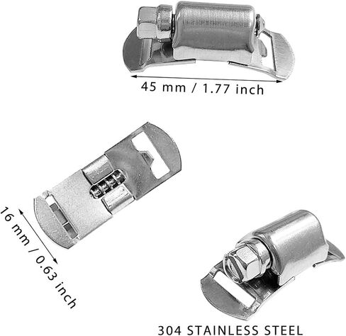 مشبك خرطوم، مجموعة مشابك خرطوم، حزام معدني من الستانلس ستيل 304 بطول 8.2 قدم مع فتحات + 6 مثبتات، مشبك خرطوم تروس دودي قابل للتعديل، مشابك انابيب الوقود لخطوط الانابيب والتطبيقات الميكانيكية in Kuwait