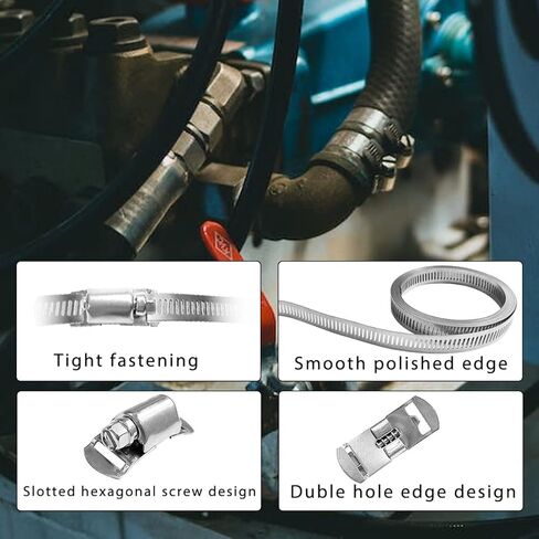مشبك خرطوم، مجموعة مشابك خرطوم، حزام معدني من الستانلس ستيل 304 بطول 8.2 قدم مع فتحات + 6 مثبتات، مشبك خرطوم تروس دودي قابل للتعديل، مشابك انابيب الوقود لخطوط الانابيب والتطبيقات الميكانيكية in Kuwait