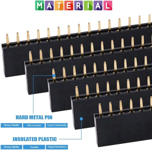 Glarks 120Pcs 2.54mm Straight Single Row PCB Board Female Pin Header Socket Connector Strip Assortment Kit for Arduino Prototype Shield(Single Row) in Saudi Arabia