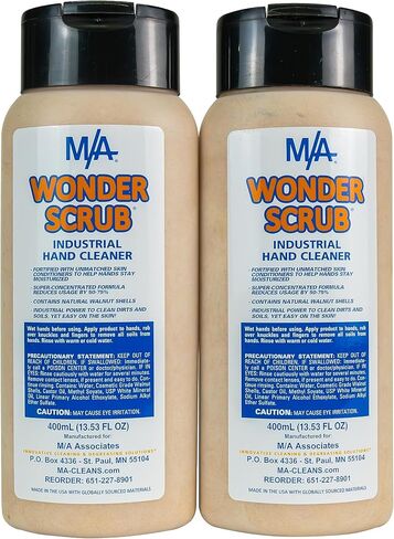 M/A Wonder Scrub - منظف الأيدي الميكانيكي ذو القوة الصناعية - صابون قشرة الجوز الطبيعي بالكامل - قوي على الشحوم والأوساخ والزيوت والطلاء (زجاجة 400 مل) in Kuwait