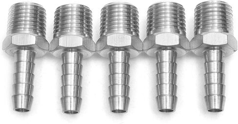 LTWFITTING بار إنتاج الفولاذ المقاوم للصدأ 316 مقرنة تركيب بارب / موصل 1/4 "معرف خرطوم × 1/4" ذكر NPT ماء وقود الهواء (عبوة من 5) in Saudi Arabia