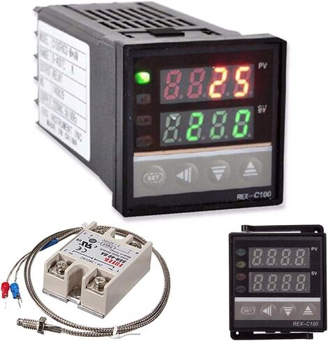 مجموعة وحدة تحكم في درجة الحرارة الرقمية LCD PID REX-C100 + K الحرارية + بحد اقصى 40 امبير SSR in Kuwait