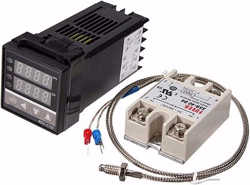 مجموعة وحدة تحكم في درجة الحرارة الرقمية LCD PID REX-C100 + K الحرارية + بحد اقصى 40 امبير SSR in Kuwait