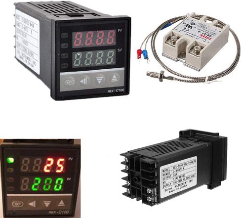مجموعة وحدة تحكم في درجة الحرارة الرقمية LCD PID REX-C100 + K الحرارية + بحد اقصى 40 امبير SSR in Kuwait