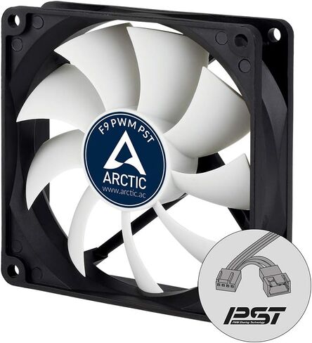 ARCTIC F9 PWM PST - مروحة حافظة PWM PST مقاس 92 مم مع تقنية مشاركة PWM (PST)، محرك هادئ، كمبيوتر، سرعة المروحة: 150-1800 دورة في الدقيقة - أسود، أبيض in Saudi Arabia