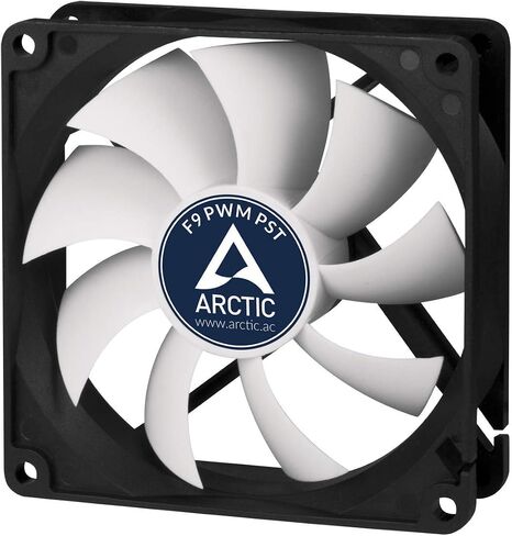 ARCTIC F9 PWM PST - مروحة حافظة PWM PST مقاس 92 مم مع تقنية مشاركة PWM (PST)، محرك هادئ، كمبيوتر، سرعة المروحة: 150-1800 دورة في الدقيقة - أسود، أبيض in Saudi Arabia