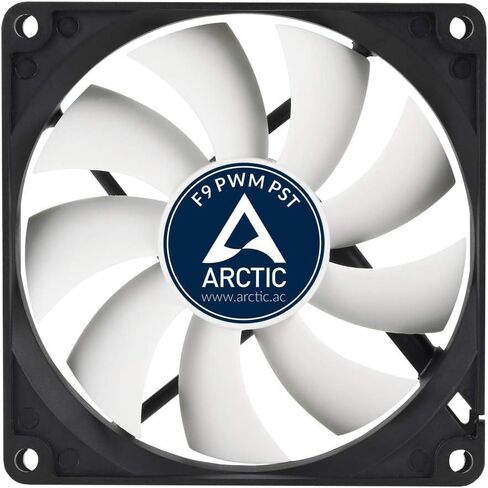 ARCTIC F9 PWM PST - مروحة حافظة PWM PST مقاس 92 مم مع تقنية مشاركة PWM (PST)، محرك هادئ، كمبيوتر، سرعة المروحة: 150-1800 دورة في الدقيقة - أسود، أبيض in Saudi Arabia