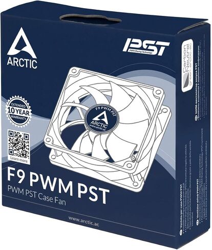 ARCTIC F9 PWM PST - مروحة حافظة PWM PST مقاس 92 مم مع تقنية مشاركة PWM (PST)، محرك هادئ، كمبيوتر، سرعة المروحة: 150-1800 دورة في الدقيقة - أسود، أبيض in Saudi Arabia