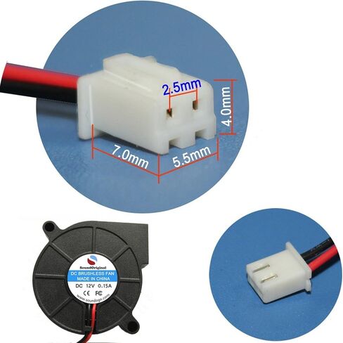 SoundOriginal 2pcs Cooling Blower Fan DC 12V 0.10A~0.15A 50mmx15mm Fans for 3D Printer Humidifier Aromatherapy and Other Small Appliances Series Repair Replacement in Saudi Arabia