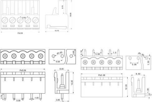 PoiLee 20 مجموعات 2 دبوس 5.08 مللي متر الملعب ذكر أنثى المكونات في PCB برغي محطة كتلة موصل in Kuwait