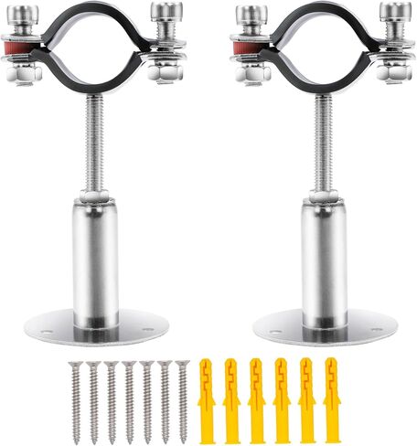 2 Pack Pipe Supports,304 Stainless Steel Wall Mount Ceiling Mount Pipe Bracket Clamp Ring Hanger with Screws for Pipe OD 15-19mm, Bracket Adjustable Height 50-100mm in Kuwait
