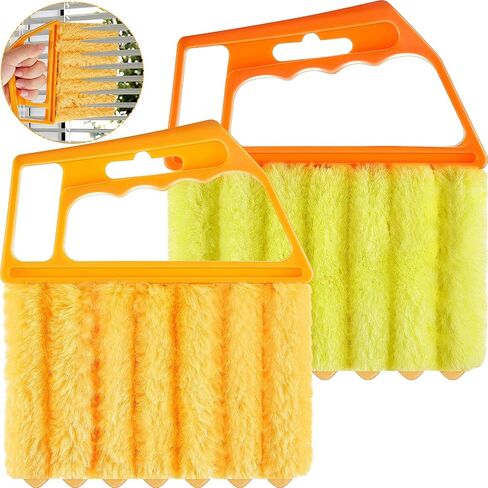 2 Pieces Blind Cleaner Duster Tool, 7 Finger Dusting Cleaner Tool for Window Venetian, Washable Mini Cleaner Brush, Hand Held Cleaner Tool for Air Conditioner Wood Blinds Dust Dirt (2 Colors) in Kuwait