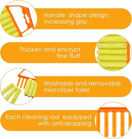 2 Pieces Blind Cleaner Duster Tool, 7 Finger Dusting Cleaner Tool for Window Venetian, Washable Mini Cleaner Brush, Hand Held Cleaner Tool for Air Conditioner Wood Blinds Dust Dirt (2 Colors) in Kuwait