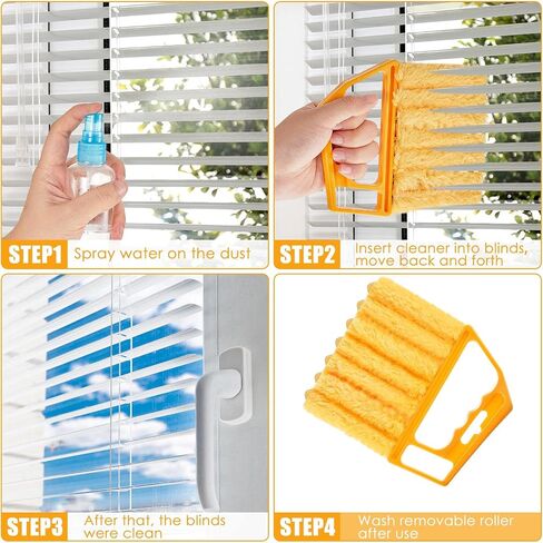2 Pieces Blind Cleaner Duster Tool, 7 Finger Dusting Cleaner Tool for Window Venetian, Washable Mini Cleaner Brush, Hand Held Cleaner Tool for Air Conditioner Wood Blinds Dust Dirt (2 Colors) in Kuwait