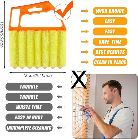 2 Pieces Blind Cleaner Duster Tool, 7 Finger Dusting Cleaner Tool for Window Venetian, Washable Mini Cleaner Brush, Hand Held Cleaner Tool for Air Conditioner Wood Blinds Dust Dirt (2 Colors) in Kuwait