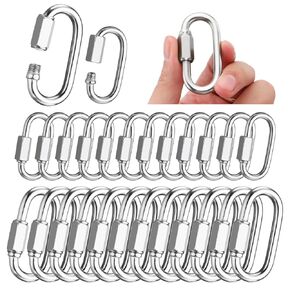 Zonon 24 قطعة سلسلة من الفولاذ المقاوم للصدأ موصل 5/32 بوصة و1/4 بوصة برغي سلسلة ربط موصل D شكل سلسلة السنانير لمعدات التخييم، الأرجوحة، حلقة مفاتيح وسلسلة ضوء in Kuwait