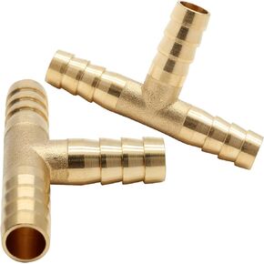 Auvotuis 2Pcs 3/8 Inch Brass Barbed Tee Fittings, 3 Way T Shape Barb Fittings Union Intersection Hose Connector for 10mm ID Fuel, Water, Air Pipe in Kuwait