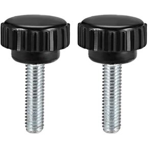 uxcell M4 x 10mm Metric Male Thread Knurled Clamping Knobs Grip Thumb Screw on Type Hand Clamping Handle Bolt with Plastic Knobs Black 2 Pcs