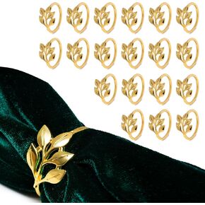 Leaf Gold Napkin Rings Set - Home Decor for Cloth Napkins - Stylish Gold Napkin Holder - Kitchen Decor and Wedding Decorations Set of 6 pcs [matelas]