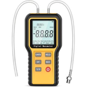مقياس ضغط الغاز BTMETER، مقياس الضغط التفاضلي ثنائي المنفذ للتحقق من ضغط تدفق الهواء لفرن الغاز HVAC، مقياس ضغط رقمي مع إضاءة خلفية 12 وحدة قياس QX-1201 in Kuwait