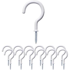 خطافات سقف مقاس 2.9 انش، خطافات تعليق للسقف بتصميم سلة للمطبخ والاكواب والاكواب والحديقة والنباتات والفنون للخشب والجدران الجافة والاستخدام الخارجي والداخلي - 12 قطعة (ابيض) in Kuwait