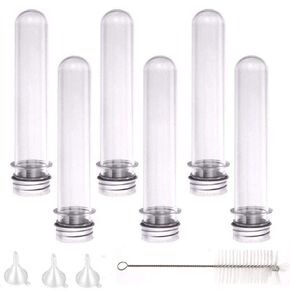 Clear Plastic Test Tubes with Screw Caps, Bath Salt Containers,Gumball Candy Tubes,Candy Storage Plastic Vials 20PCS(45ML) with Funnels, Brush in Kuwait