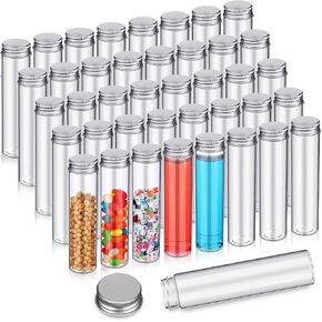Mimorou 40 Pcs 110ml Clear Test Tubes with Lids Plastic Candy Tube Transparent Test Tubes with Cap Flat Bottomed Plastic Tubes for Candy Containers Storage Tube for Candy Spices Dried Flowers in Saudi Arabia
