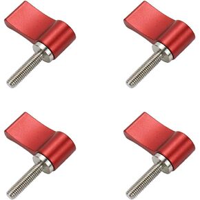 4 Pcs M4 17mm Male Threading Rotating Knob Thread Thumb Screws Adjustable Thumb Lever Screw Aluminium Alloy Rotating Knob with Single Wing, Black