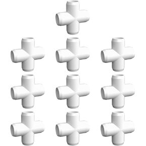 3/4" PVC Fittings 3 Way (10-Pack), PVC Elbow 3/4 Inch, UV-Resistant PVC Pipe Fittings for DIY PVC Projects, Furniture-Grade, Fits for 3/4 inch Sch40 PVC Pipe