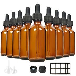 Eternal Moment 1 oz Eye Dropper Bottle(48 Pack), 30ml Amber Glass Bottles with Glass Eye Dropper for Essential Oils, Chemistry Lab Chemicals, Colognes & Perfumes