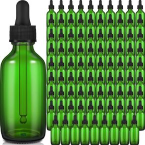 Epakh 100 Pack Glass Dropper Bottles, 2 oz Tincture Vials with Eye Droppers for Essential Oils, Liquids, Leakproof Travel Bottles (Green) in Kuwait