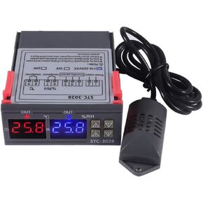 STC-3028 AC 110-220V 10A وحدة تحكم رقمية في درجة الحرارة عرض مزدوج ترموستات منظم حرارة تسخين وتبريد مفتاح رطوبة رقمي مع مسبار SHT20 (AC 110-220V) in Kuwait