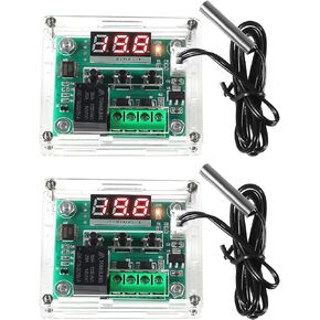 2PCS W1209 Temperature Controller Module,LED Display Digital Thermostat Module with Case DC 12V Digital Electronic Temperature Temp Control Module Switch with Waterproof NTC Probe -50~110℃