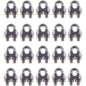 20 قطعة من Eowpower من الفولاذ المقاوم للصدأ 3/16 بوصة M4 مشبك كابل سلكي in Kuwait