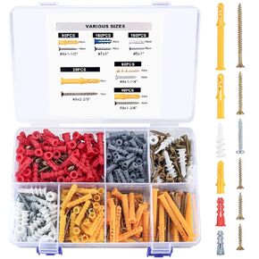 530 قطعة من مثبتات الحائط والمسامير للجدران الجافة، مجموعة متنوعة من مراسي الحوائط الجافة والمسامير، ومسامير ذات رأس مسطحة مجلفنة، ومراسي جدارية بلاستيكية ذاتية الحفر للجدار الجاف ومسامير للتعليق على الحائط in Kuwait