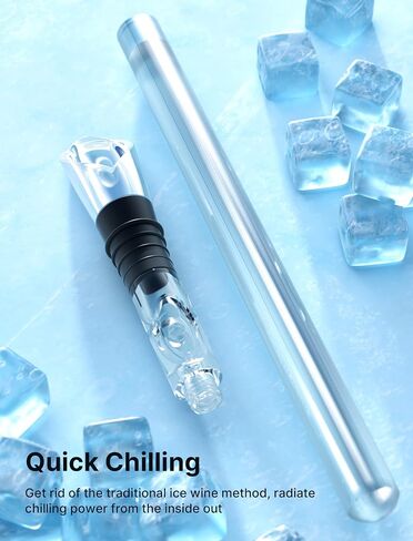 Wine Chiller, 3-in-1 Stainless Steel Wine Chiller Rapid Iceless Wine Chilling Rod Fits in All Standard-Sized Bottles Wine Bottle Chiller Cooling Stick with Pourer, Aerator, and Bottle Stopper in Saudi Arabia