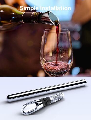Wine Chiller, 3-in-1 Stainless Steel Wine Chiller Rapid Iceless Wine Chilling Rod Fits in All Standard-Sized Bottles Wine Bottle Chiller Cooling Stick with Pourer, Aerator, and Bottle Stopper in Saudi Arabia
