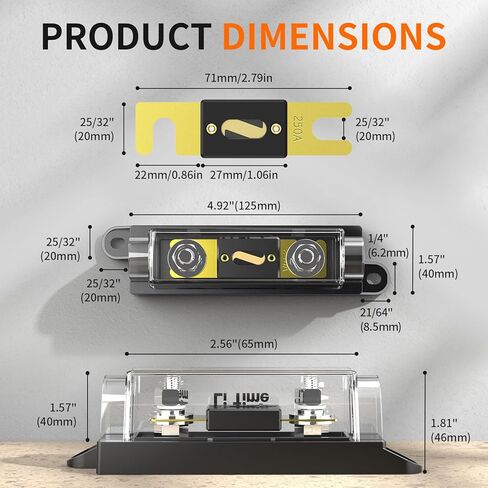 حامل مصهر ANL 400A من LiTime، مجموعة كتلة مصهر ANL مضمنة مع مصهر ANL بقدرة 250 أمبير لنظام الصوت والفيديو في قارب السيارة in Kuwait