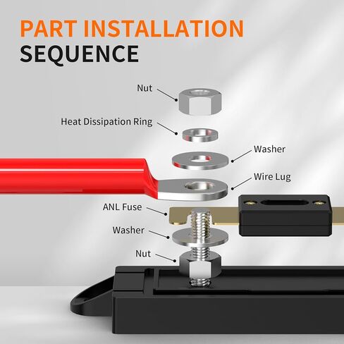 حامل مصهر ANL 400A من LiTime، مجموعة كتلة مصهر ANL مضمنة مع مصهر ANL بقدرة 250 أمبير لنظام الصوت والفيديو في قارب السيارة in Kuwait