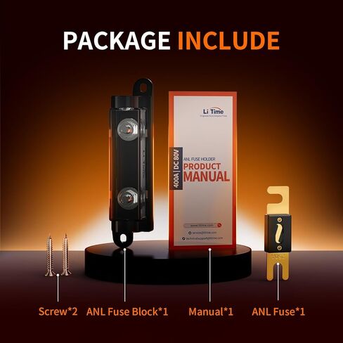 حامل مصهر ANL 400A من LiTime، مجموعة كتلة مصهر ANL مضمنة مع مصهر ANL بقدرة 250 أمبير لنظام الصوت والفيديو في قارب السيارة in Kuwait