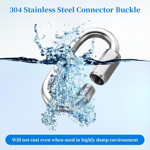 Zonon 24 قطعة سلسلة من الفولاذ المقاوم للصدأ موصل 5/32 بوصة و1/4 بوصة برغي سلسلة ربط موصل D شكل سلسلة السنانير لمعدات التخييم، الأرجوحة، حلقة مفاتيح وسلسلة ضوء in Kuwait