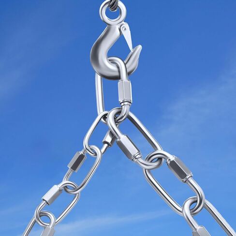 Zonon 24 قطعة سلسلة من الفولاذ المقاوم للصدأ موصل 5/32 بوصة و1/4 بوصة برغي سلسلة ربط موصل D شكل سلسلة السنانير لمعدات التخييم، الأرجوحة، حلقة مفاتيح وسلسلة ضوء in Kuwait