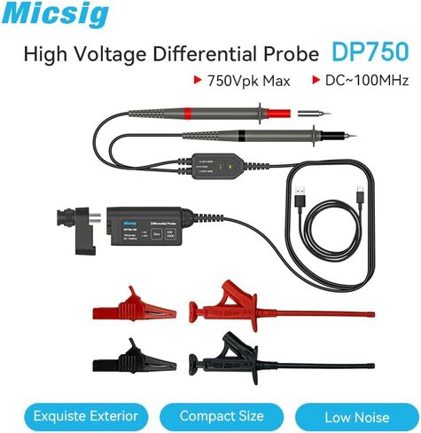 Micsig DP750-100 مسبار تفاضلي عالي الجهد 750 فولت 100 ميجا هرتز 3.5ns وقت الارتفاع 50X/500X معدل التوهين in Kuwait
