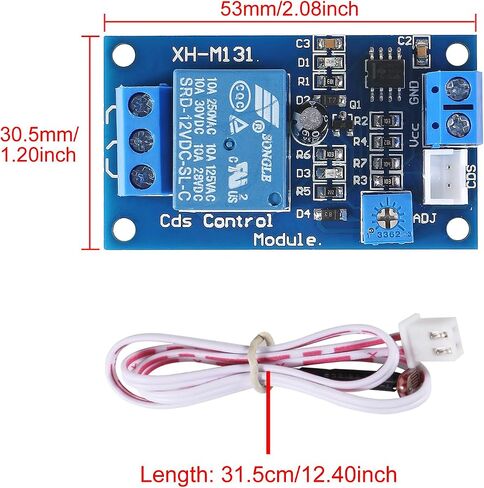D-FLIFE 5 قطع XH-M131 وحدة مرحل مقاومة الضوء، تيار مستمر 12 فولت 10 أمبير مفتاح التحكم في الضوء وحدة مرحل مقاومة الضوء وحدة كشف مستشعر السطوع وحدة التحكم التلقائي مع كابل in Saudi Arabia
