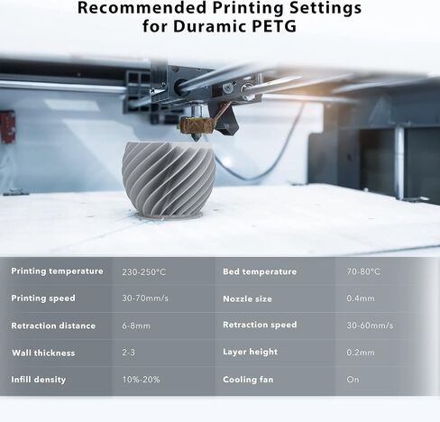 DURAMIC 3D PETG Filament 1.75 مم أسود، خيوط طباعة ثلاثية الأبعاد 1 كجم بكرة (2.2 رطل)، خيوط سوداء 1.75 مم دقة الأبعاد +/- 0.05 مم غير متشابكة، غير قابلة للانسداد، غير خيوط in Kuwait