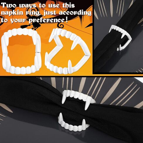 مجموعة من 6 حلقات منديل للهالوين بإبزيم وأنياب مصاصي الدماء وحلقات منديل معدنية وحلقات منديل معدنية مخيفة وحامل حلقة منديل وحامل حلقات منديل لحفلات الهالوين وديكور طاولة العشاء (فضي) in Kuwait