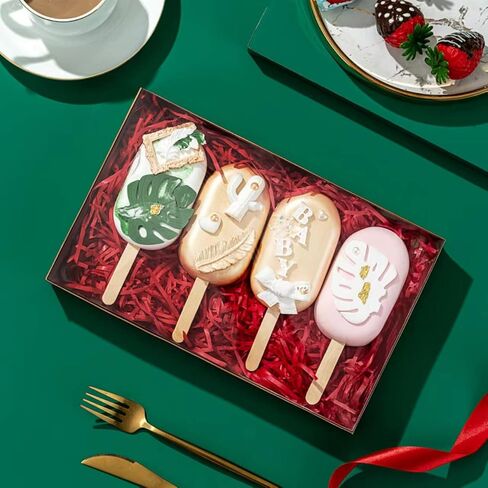 رومانتيك باكينغ طقم علب بسكويت بيضاء من قطعتين بنافذة كاملة وقاعدة بسيطة وغطاء شفاف مقاس 9 1/2 انش × 1 1/4 انش (50، ذهبي) in Kuwait